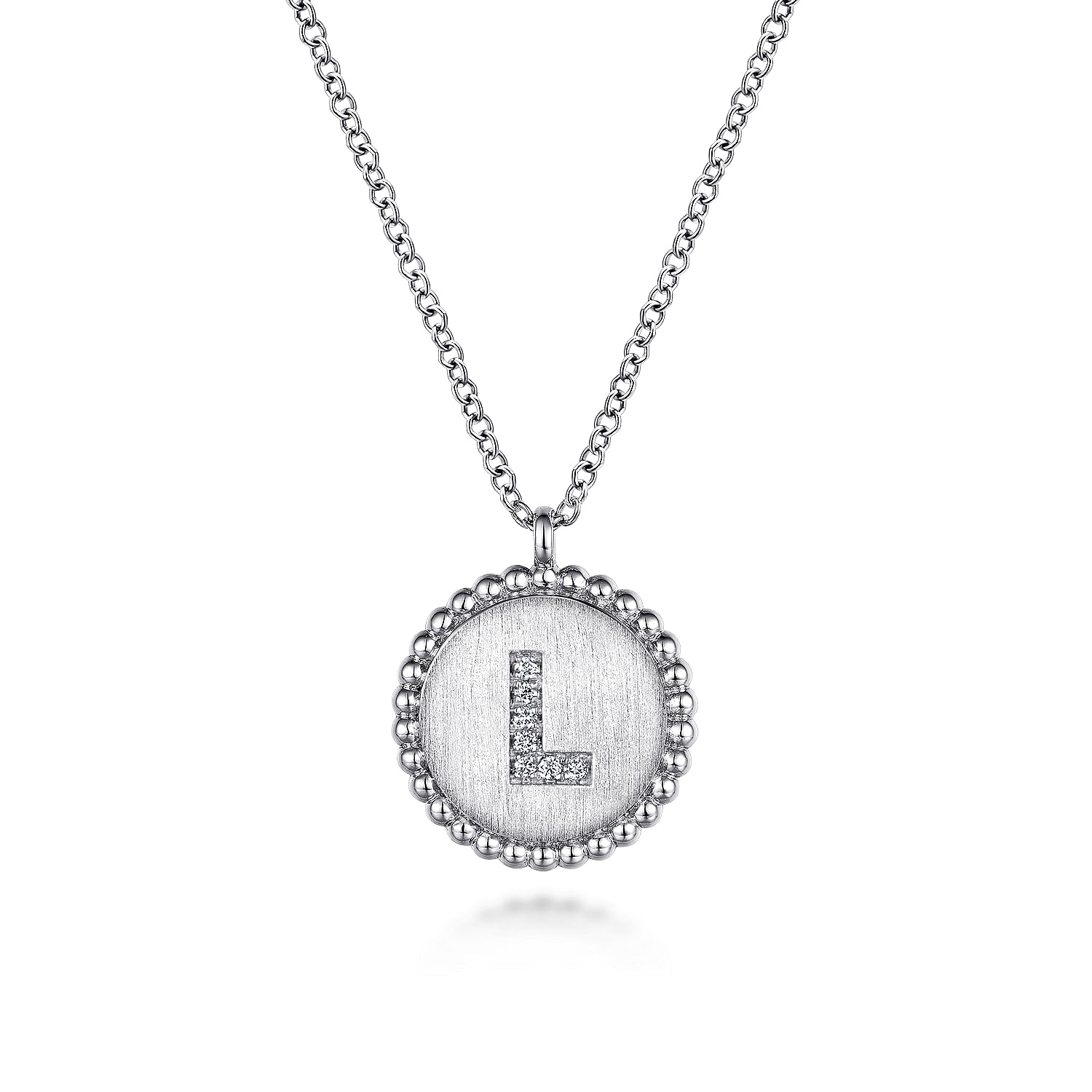 Gabriel - 925 Sterling Silver Diamond Bujukan Initial L Necklace