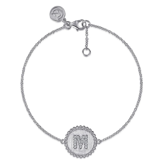 Gabriel - 925 Sterling Silver Diamond Bujukan Initial M Bracelet