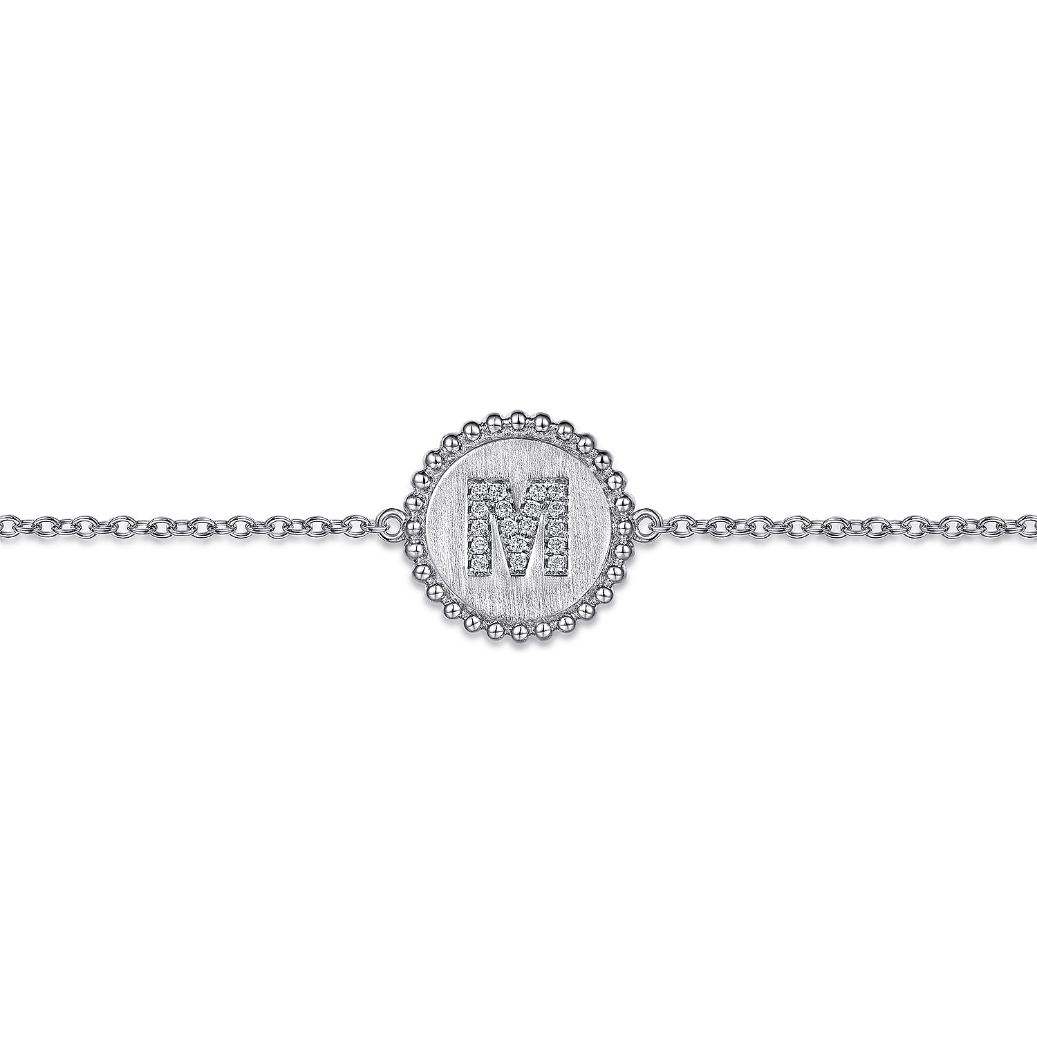925 Sterling Silver Diamond Bujukan Initial M Bracelet