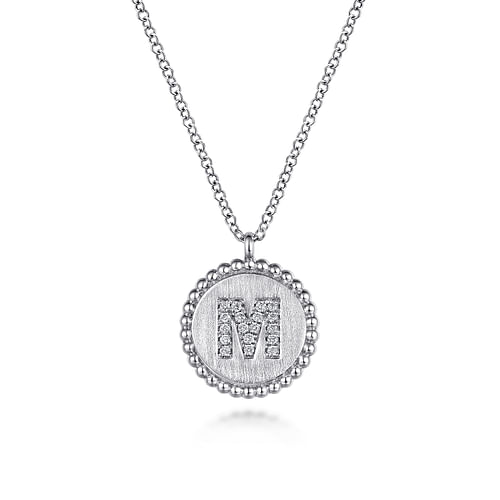 925 Sterling Silver Diamond Bujukan Initial M Necklace