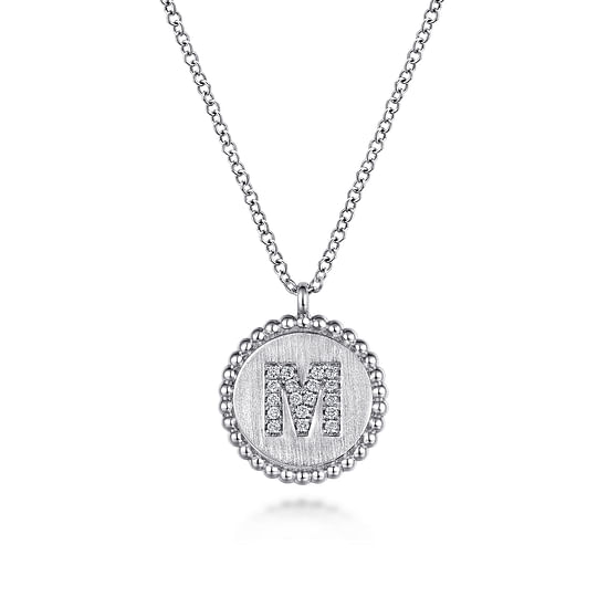 Gabriel - 925 Sterling Silver Diamond Bujukan Initial M Necklace