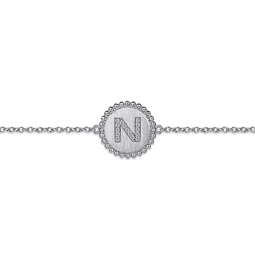 925 Sterling Silver Diamond Bujukan Initial N Bracelet