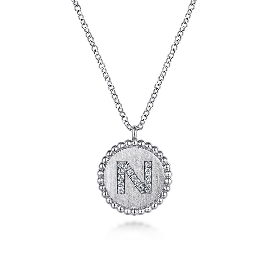 Gabriel - 925 Sterling Silver Diamond Bujukan Initial N Necklace