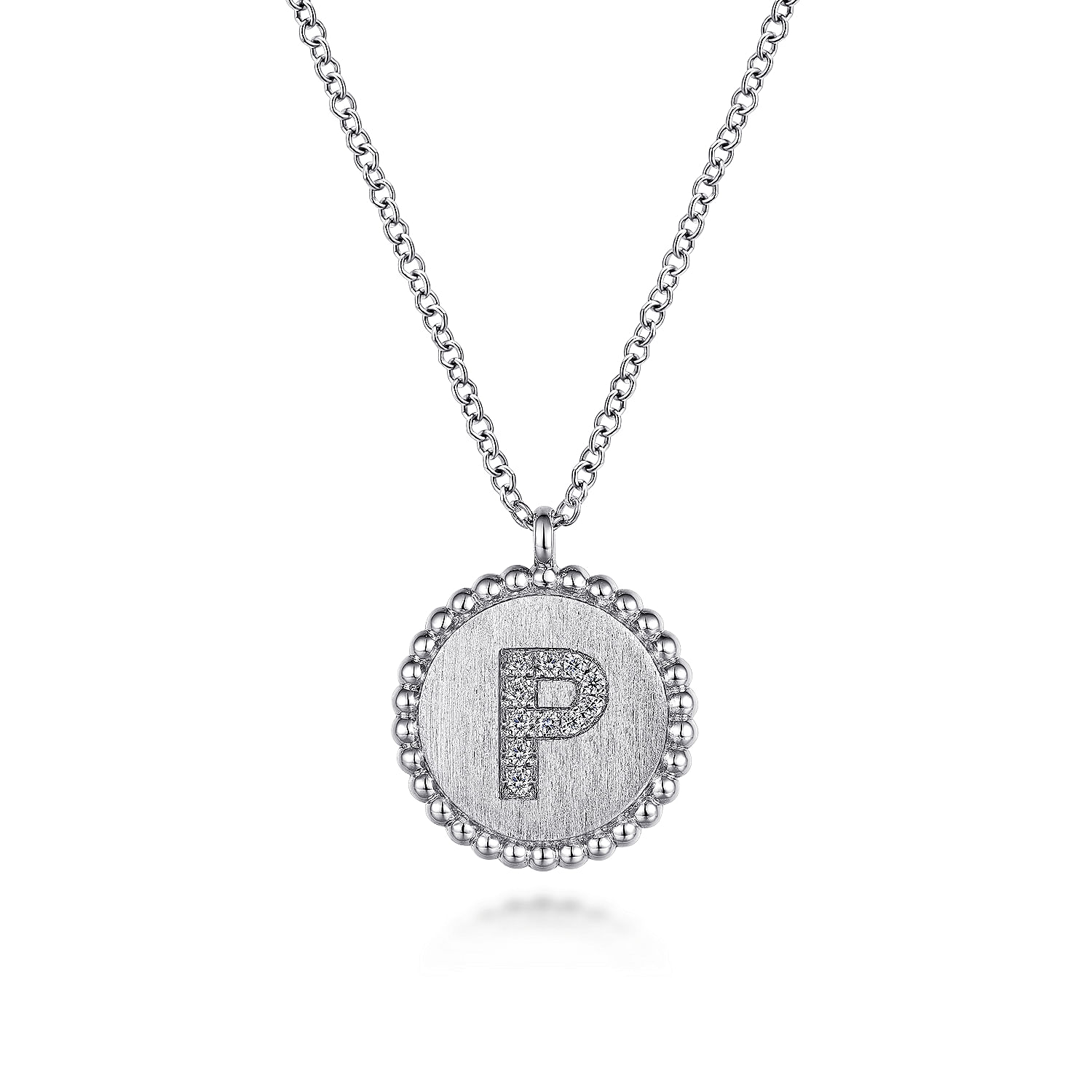 925 Sterling Silver Diamond Bujukan Initial P Necklace