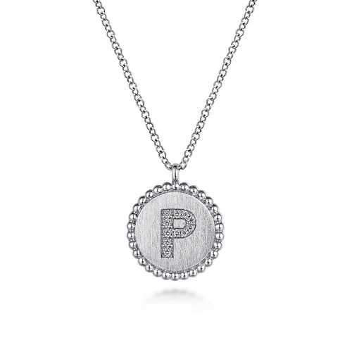 925 Sterling Silver Diamond Bujukan Initial P Necklace