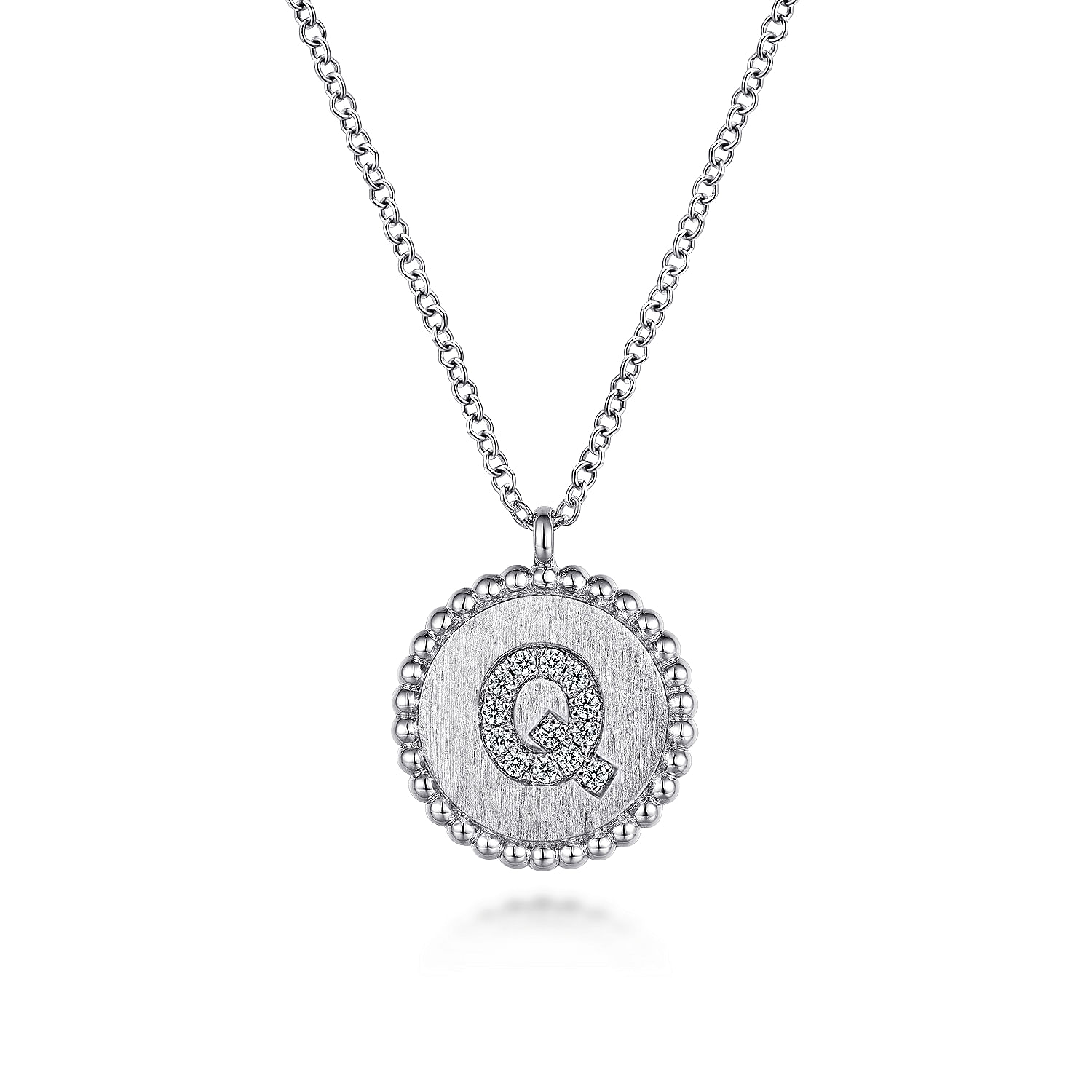 Gabriel - 925 Sterling Silver Diamond Bujukan Initial Q Necklace