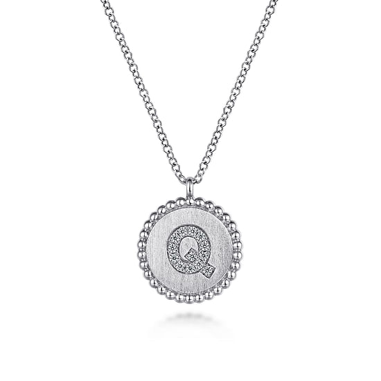 Gabriel - 925 Sterling Silver Diamond Bujukan Initial Q Necklace