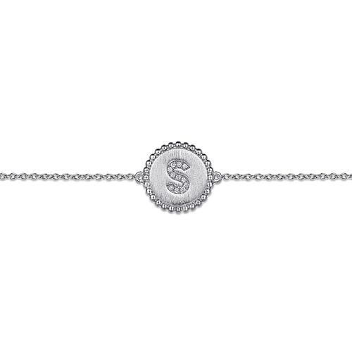 925 Sterling Silver Diamond Bujukan Initial S Bracelet