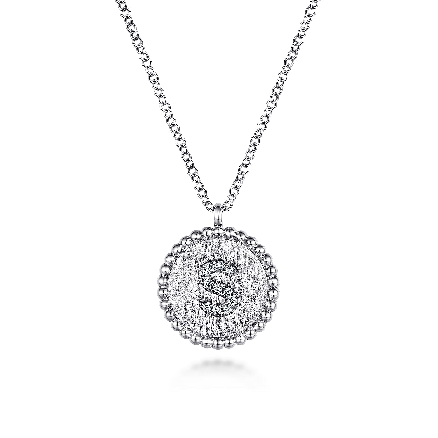Gabriel - 925 Sterling Silver Diamond Bujukan Initial S Necklace