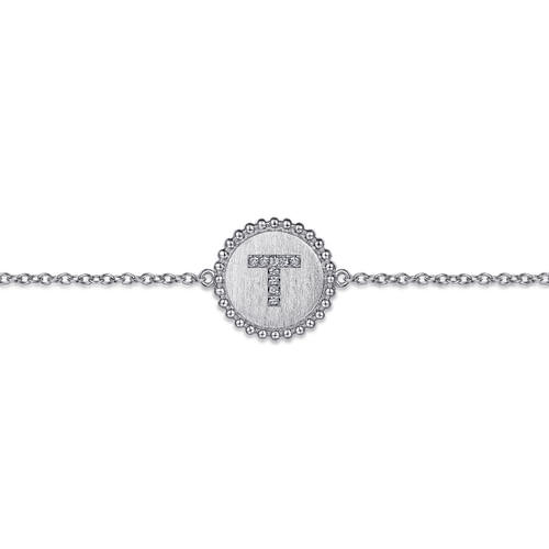 925 Sterling Silver Diamond Bujukan Initial T Bracelet