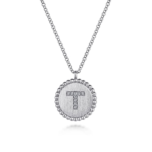 925 Sterling Silver Diamond Bujukan Initial T Necklace