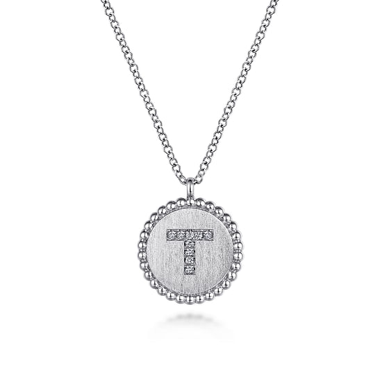 Gabriel - 925 Sterling Silver Diamond Bujukan Initial T Necklace