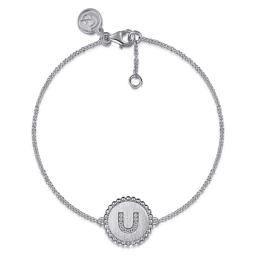 925 Sterling Silver Diamond Bujukan Initial U Bracelet