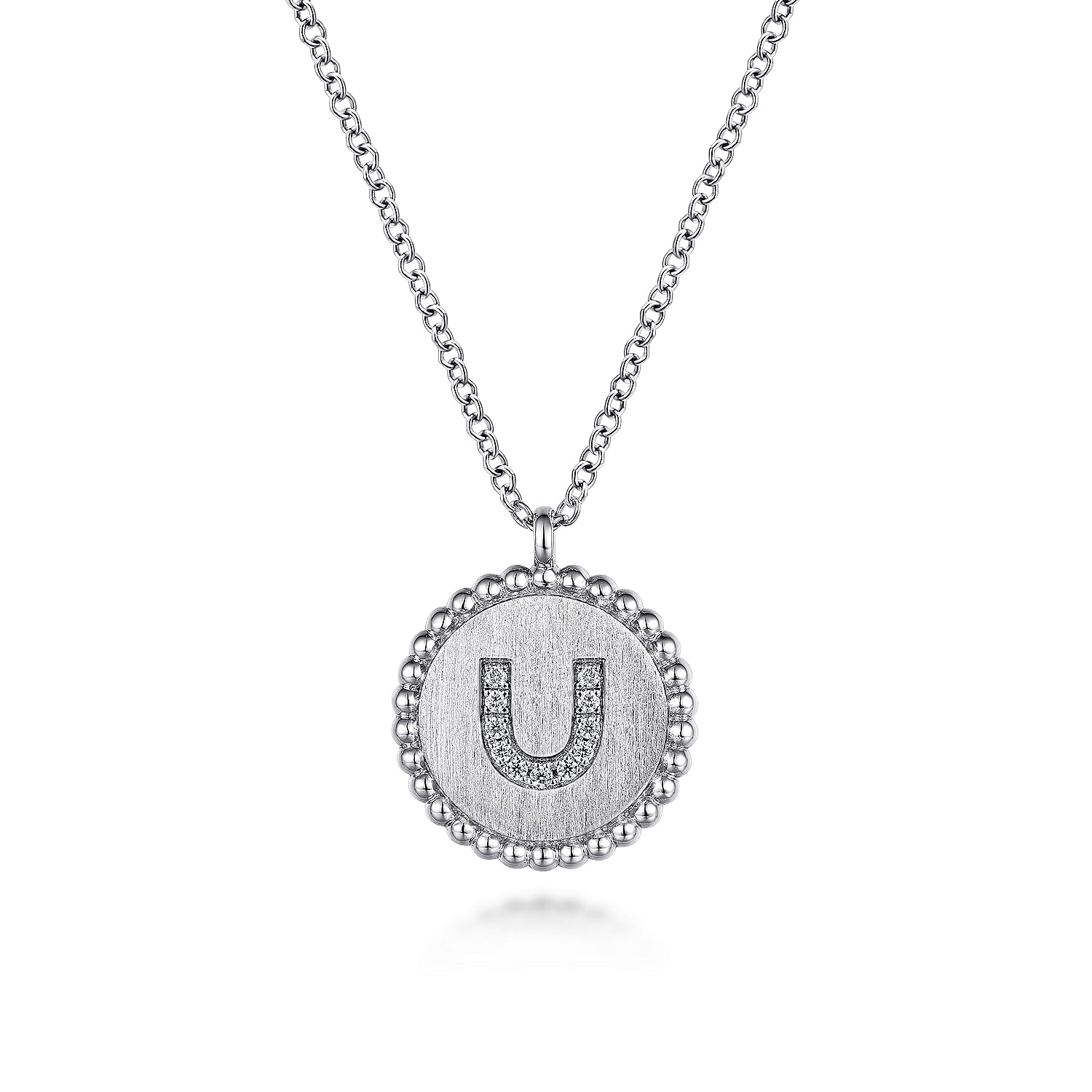 925 Sterling Silver Diamond Bujukan Initial U Necklace