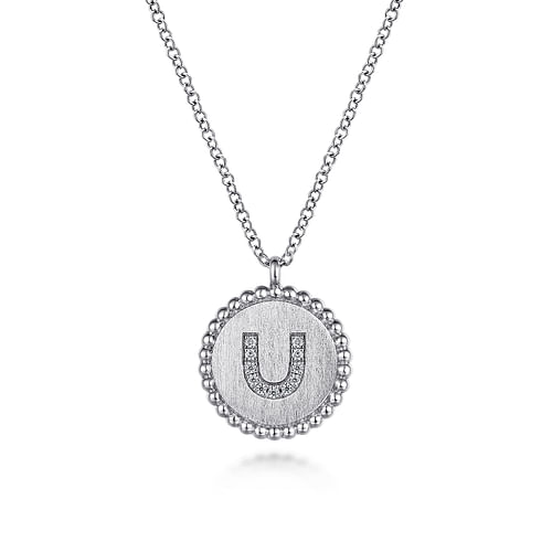 925 Sterling Silver Diamond Bujukan Initial U Necklace