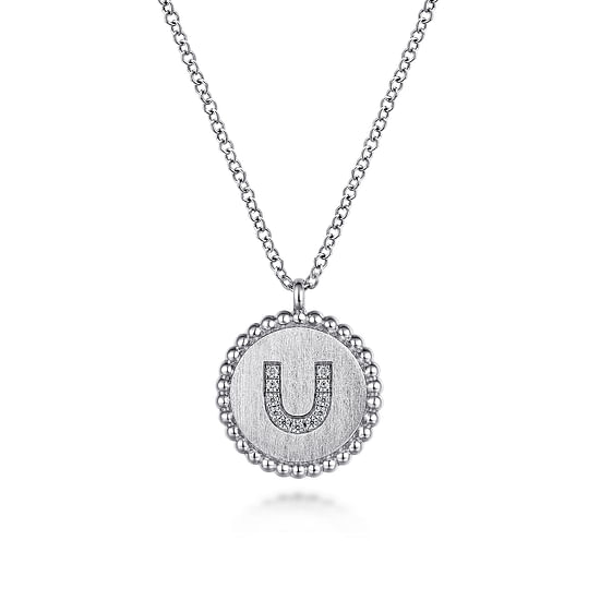 Gabriel - 925 Sterling Silver Diamond Bujukan Initial U Necklace