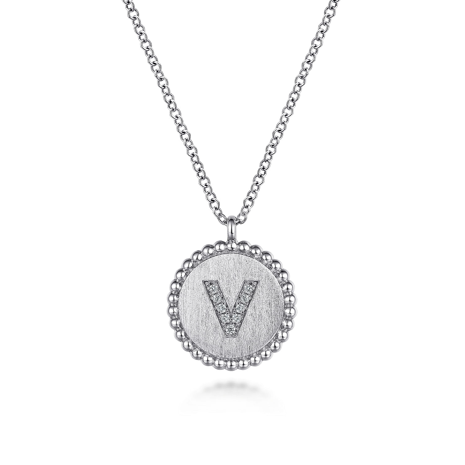 Gabriel - 925 Sterling Silver Diamond Bujukan Initial V Necklace