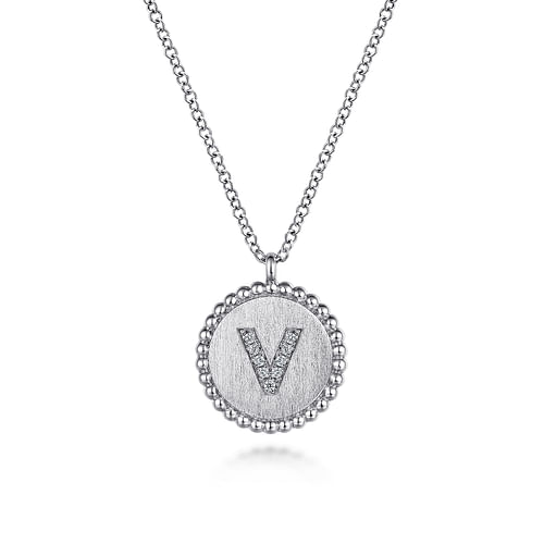 925 Sterling Silver Diamond Bujukan Initial V Necklace