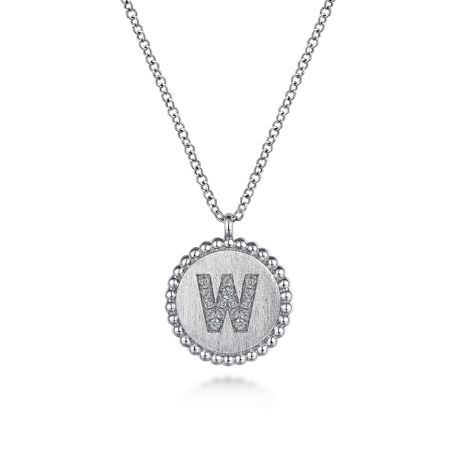 925 Sterling Silver Diamond Bujukan Initial W Necklace