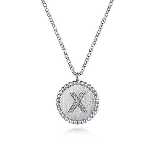 Gabriel - 925 Sterling Silver Diamond Bujukan Initial X Necklace