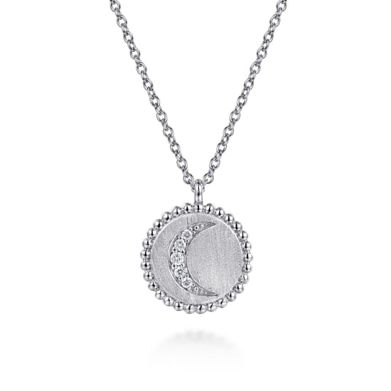 Gabriel - 925 Sterling Silver Diamond Bujukan Moon Medallion Pendant Necklace