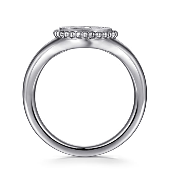 925 Sterling Silver Diamond Bujukan Paw Print Medallion Ladies Ring angle 2