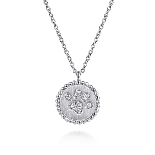 925 Sterling Silver Diamond Bujukan Paw Print Medallion Pendant Necklace 925 Sterling Silver Diamond Bujukan Paw Print Medallion Pendant Necklace