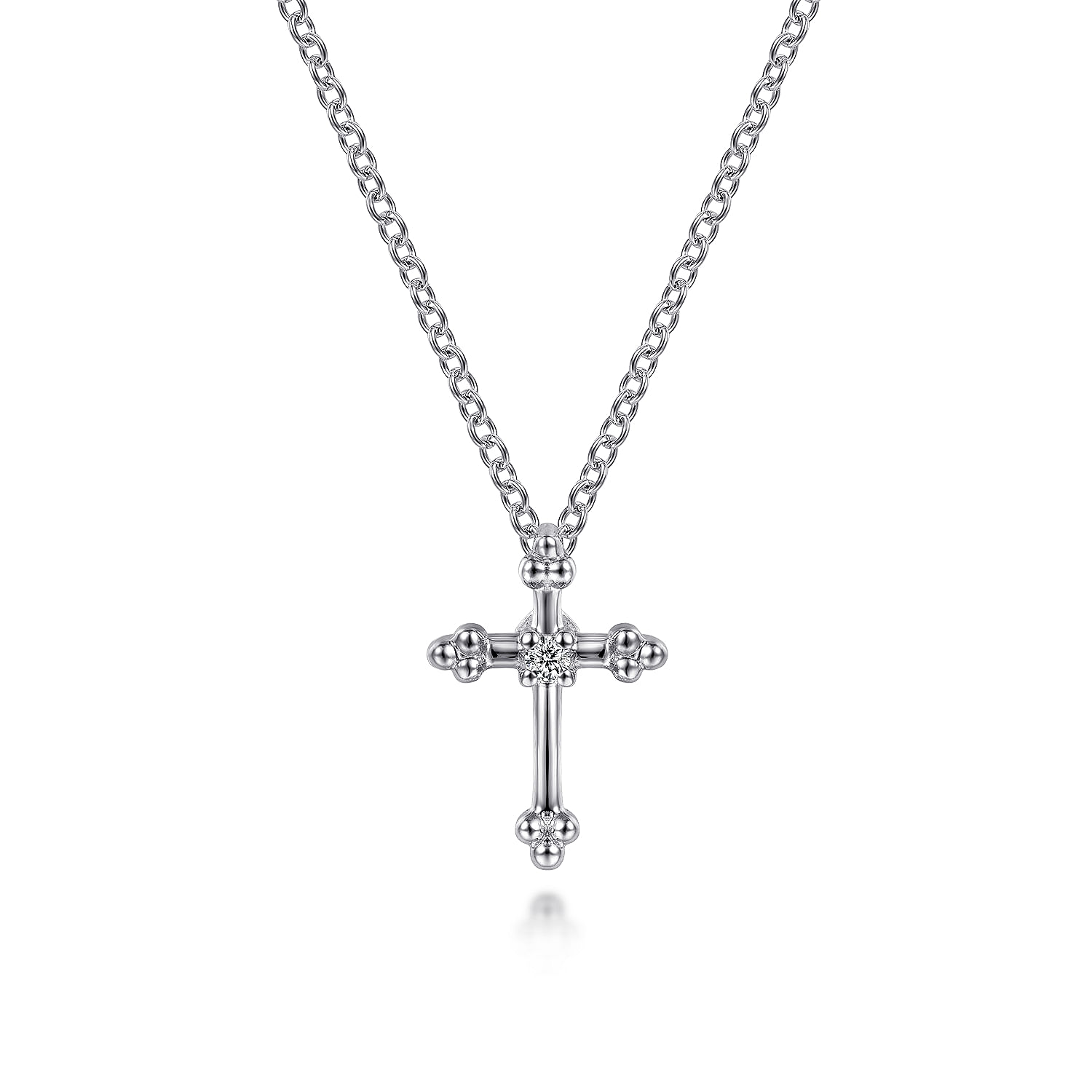 925 Sterling Silver Diamond Cross Pendant Necklace