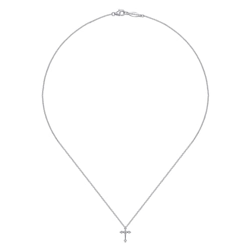 925 Sterling Silver Diamond Cross Pendant Necklace
