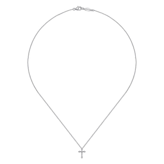 925 Sterling Silver Diamond Cross Pendant Necklace angle 2