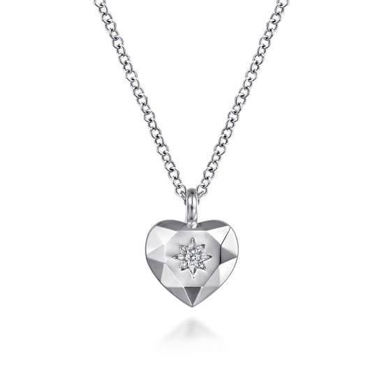 Gabriel - 925 Sterling Silver Diamond Cut Heart Pendant Necklace Gabriel - 925 Sterling Silver Diamond Cut Heart Pendant Necklace