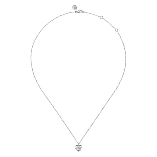 925 Sterling Silver Diamond Cut Heart Pendant Necklace