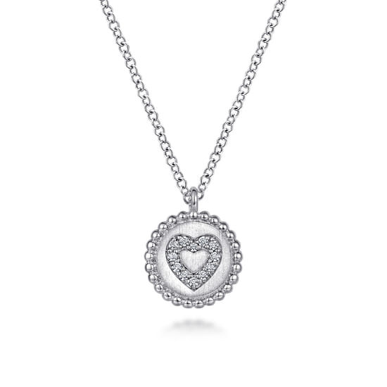 925 Sterling Silver Diamond Heart Pendant Necklace-Bujukan