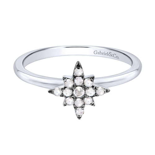 925 Sterling Silver Diamond Star Cluster Ring