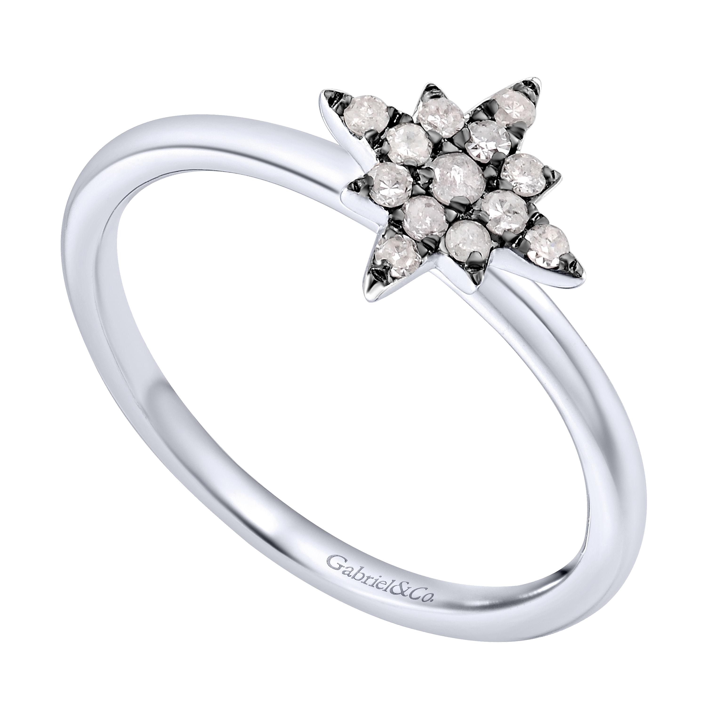 925 Sterling Silver Diamond Star Cluster Ring