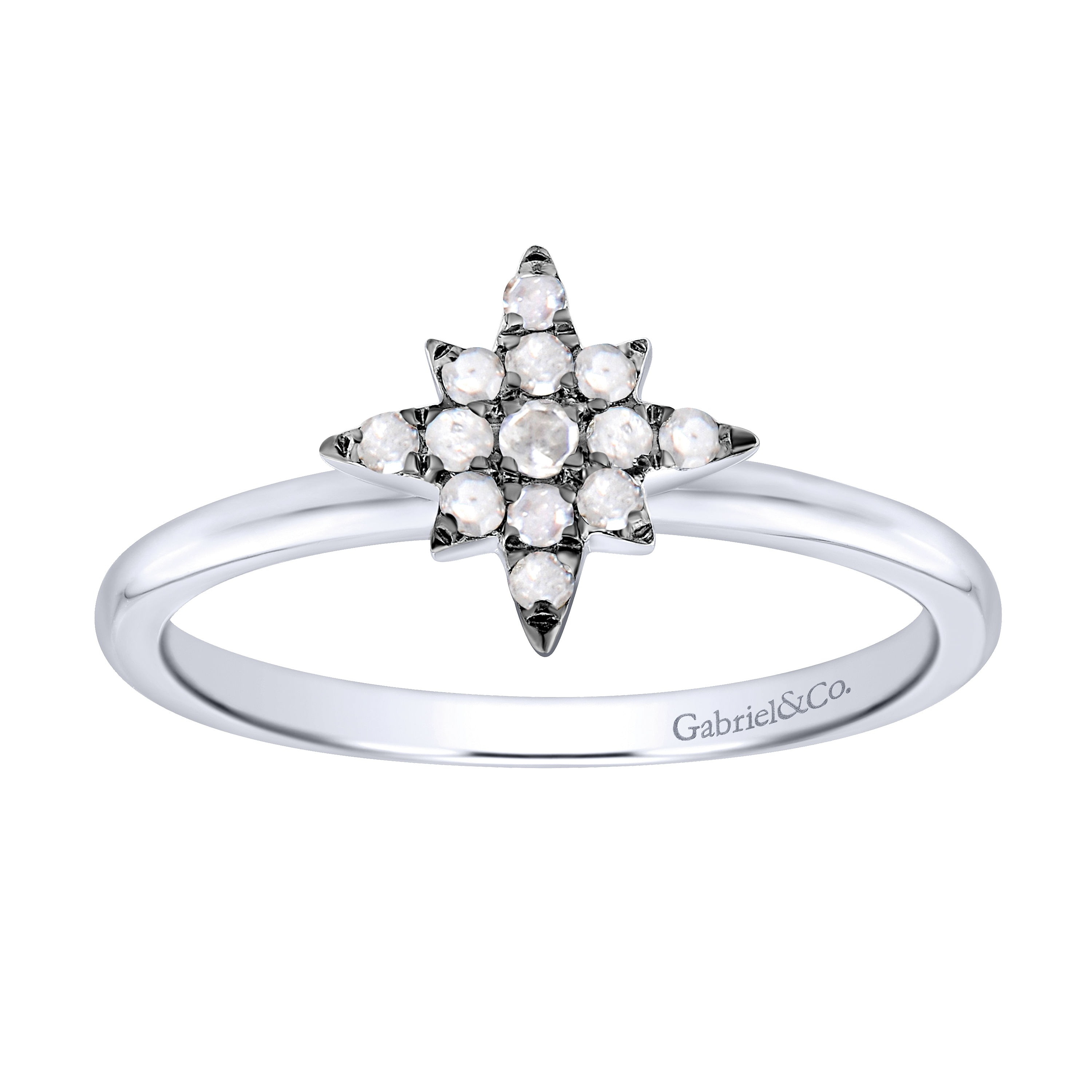 925 Sterling Silver Diamond Star Cluster Ring
