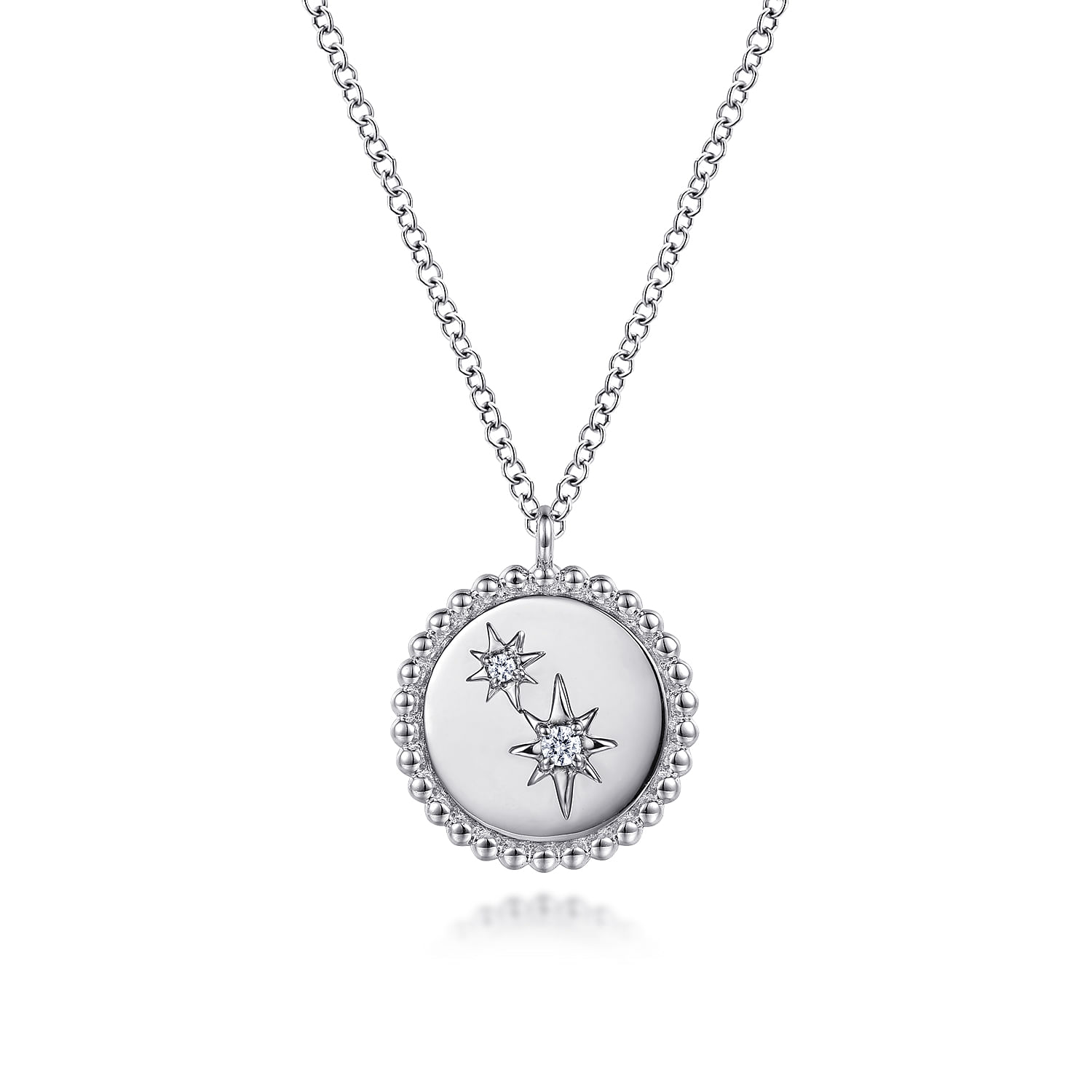 925 Sterling Silver Diamond Star PendantNecklace