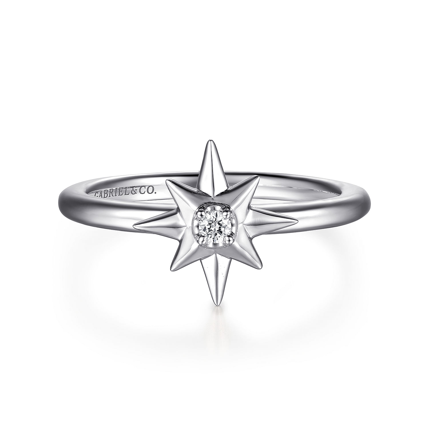 Gabriel - 925 Sterling Silver Diamond Starburst Ring
