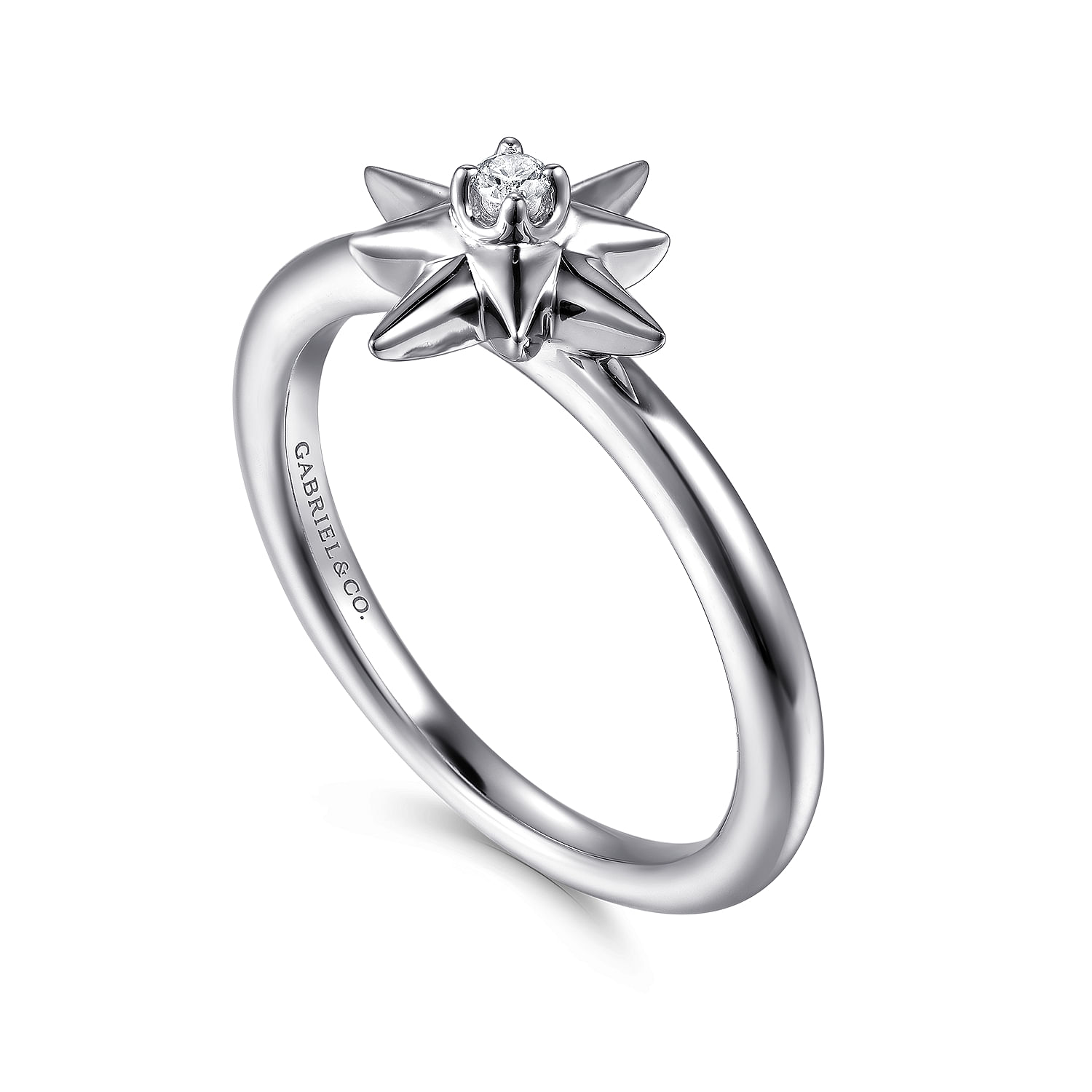925 Sterling Silver Diamond Starburst Ring