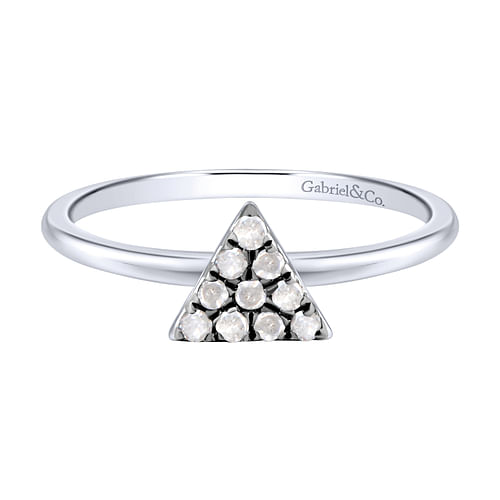 925 Sterling Silver Diamond Triangle Ring