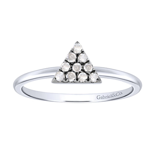 925 Sterling Silver Diamond Triangle Ring