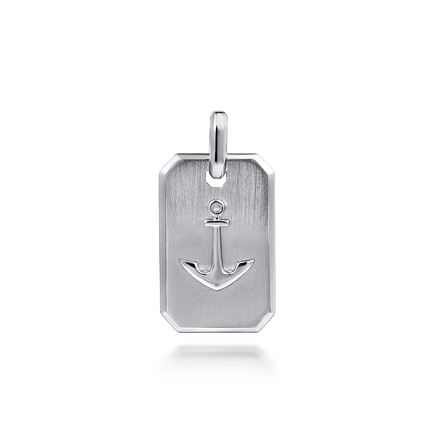 925 Sterling Silver Dog Tag Pendant with Anchor