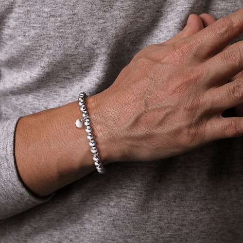 925 Sterling Silver Faceted Bead Bracelet