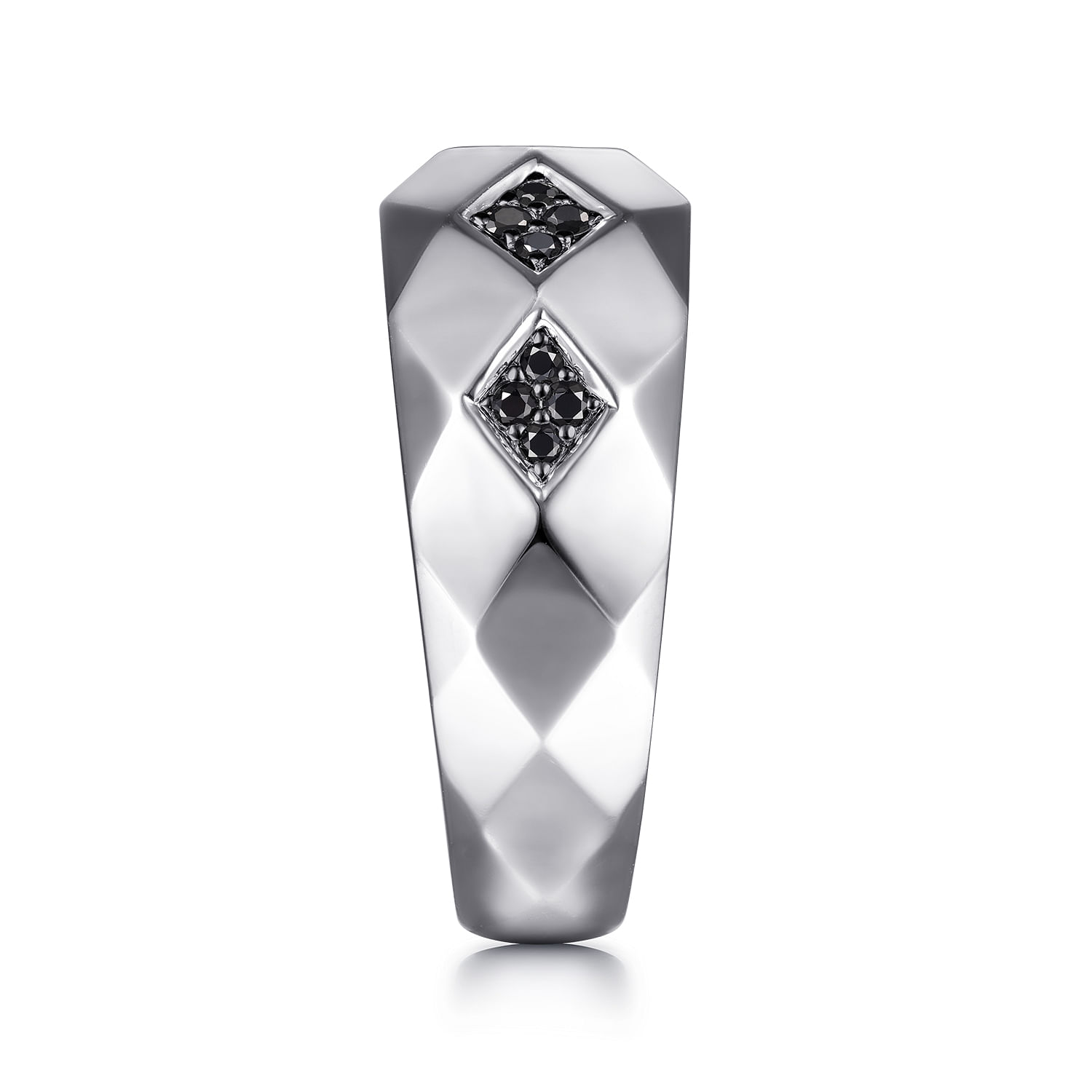 925 Sterling Silver Faceted Black Spinel Men's Ring in High Polished Finish