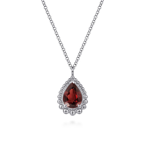 925 Sterling Silver Faceted Garnet Teardrop Bujukan Necklace 925 Sterling Silver Faceted Garnet Teardrop Bujukan Necklace