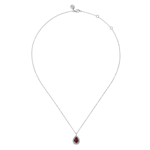 925 Sterling Silver Faceted Garnet Teardrop Bujukan Necklace 925 Sterling Silver Faceted Garnet Teardrop Bujukan Necklace