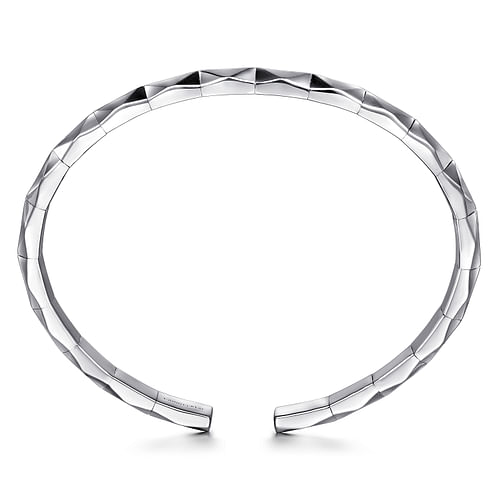 925 Sterling Silver Faceted Open Cuff Bracelet