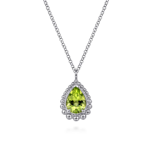 925 Sterling Silver Faceted Peridot Teardrop Bujukan Necklace 925 Sterling Silver Faceted Peridot Teardrop Bujukan Necklace