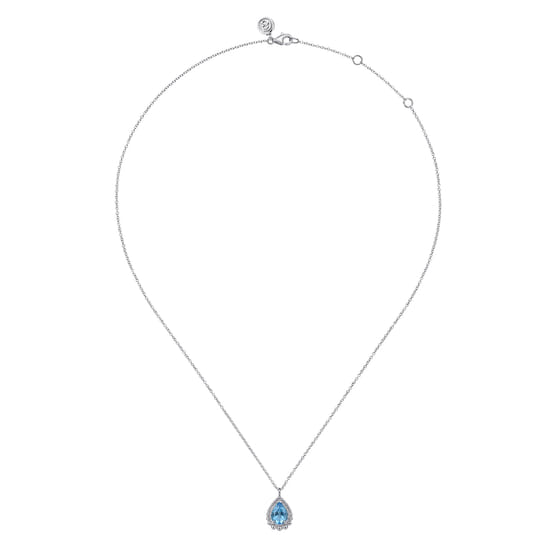 925 Sterling Silver Faceted Swiss Blue Topaz Teardrop Bujukan Necklace angle 2