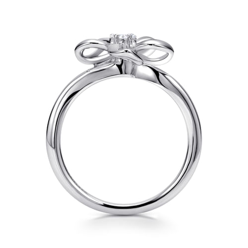 925 Sterling Silver Floral White Sapphire Ladies Ring